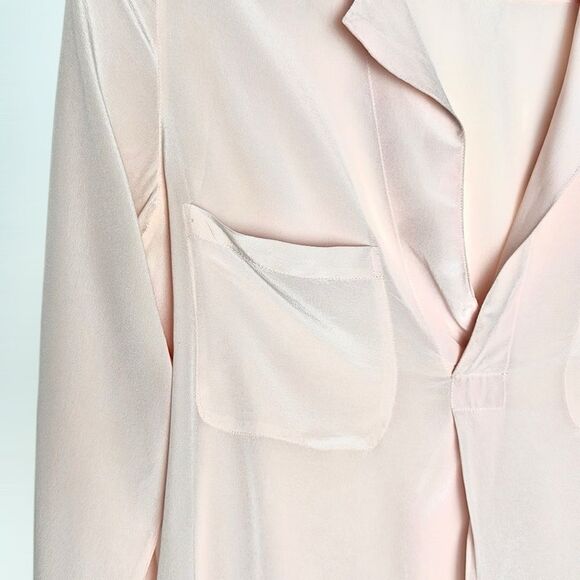 Calypso St Barth Silk Blouse Tunic Semi Sheer Peach Pink Long Sleeve Relaxed S - Picture 6 of 12